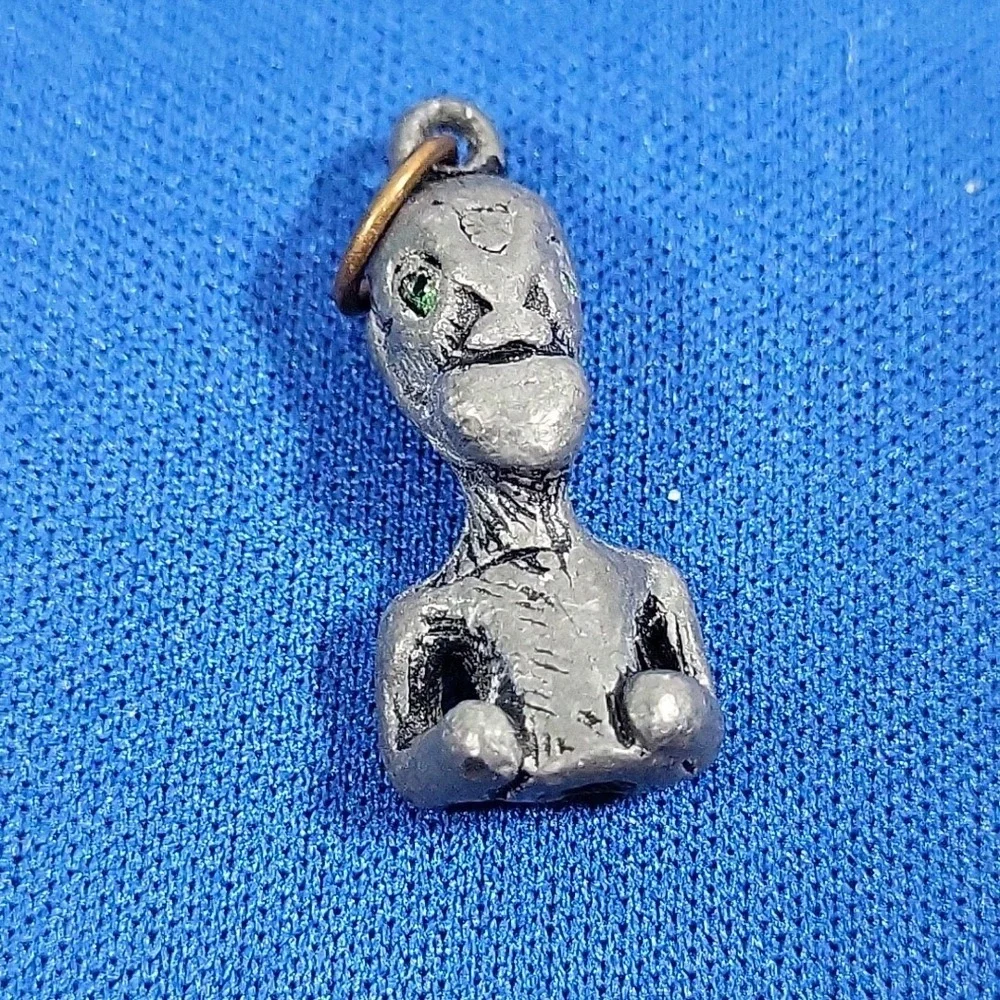 Primitive Pewter Charms Tribal Figural Jewelry Making Lot Of 4 Pieces